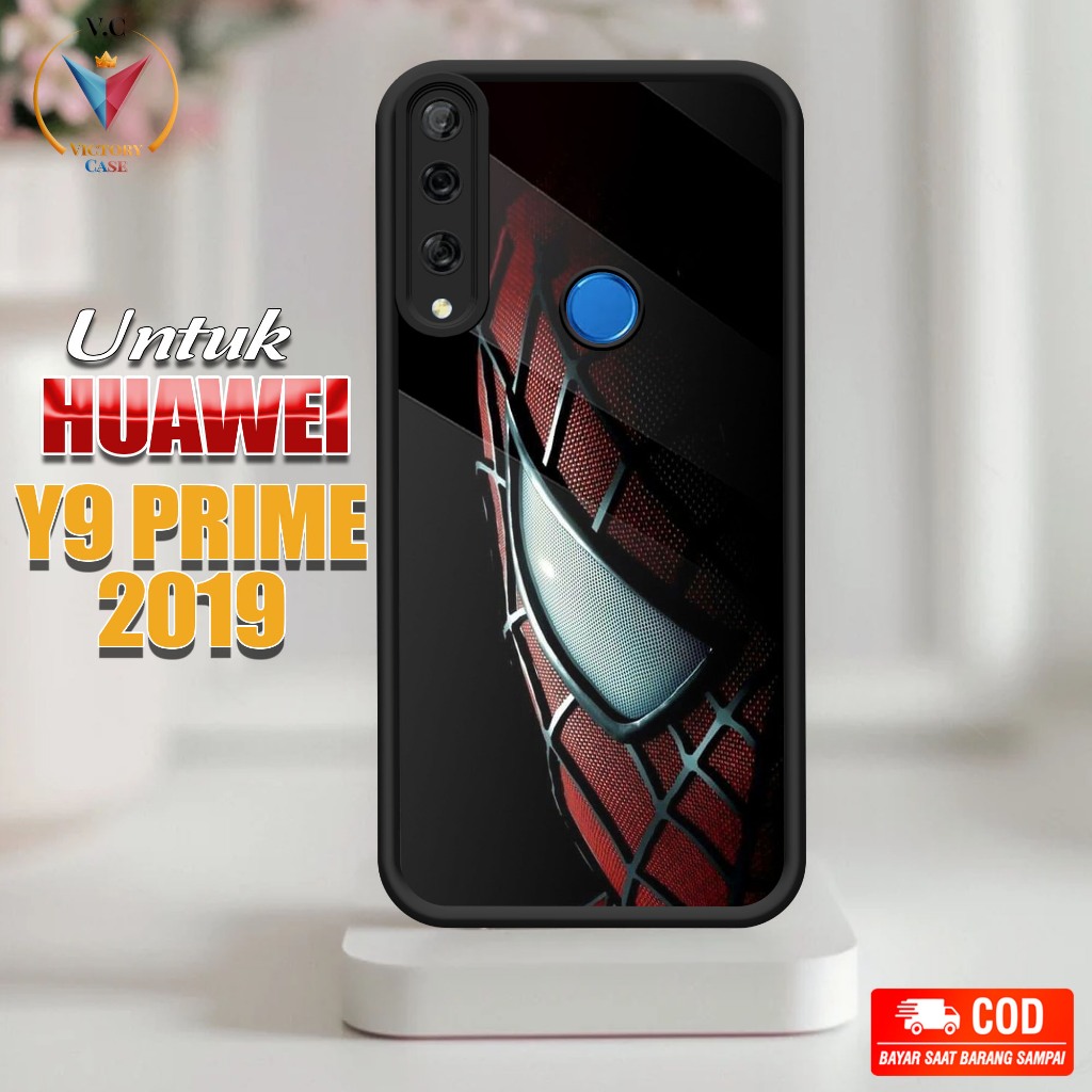 Case Hp Softcase glossy For HUAWEI Y9 PRIME 2019 SPIDERMAN silikon Glass Casing Handphone Premium