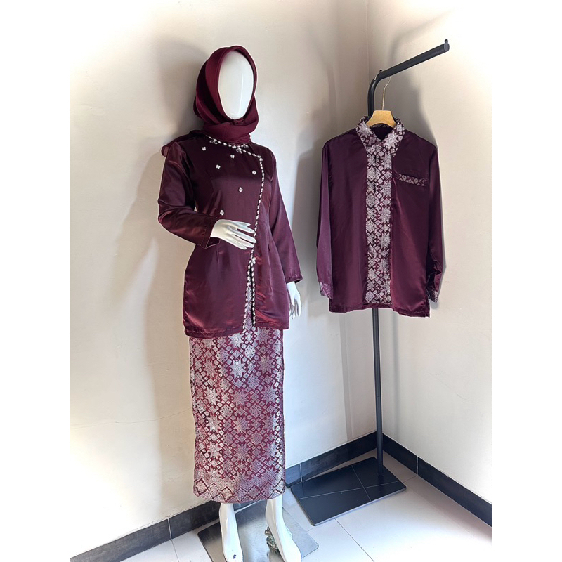 Uwikbatik - Couple Aliyah Tunik Burgundy - Outfit Kondangan Outfit Wisuda Outfit Tunangan outfit Lam