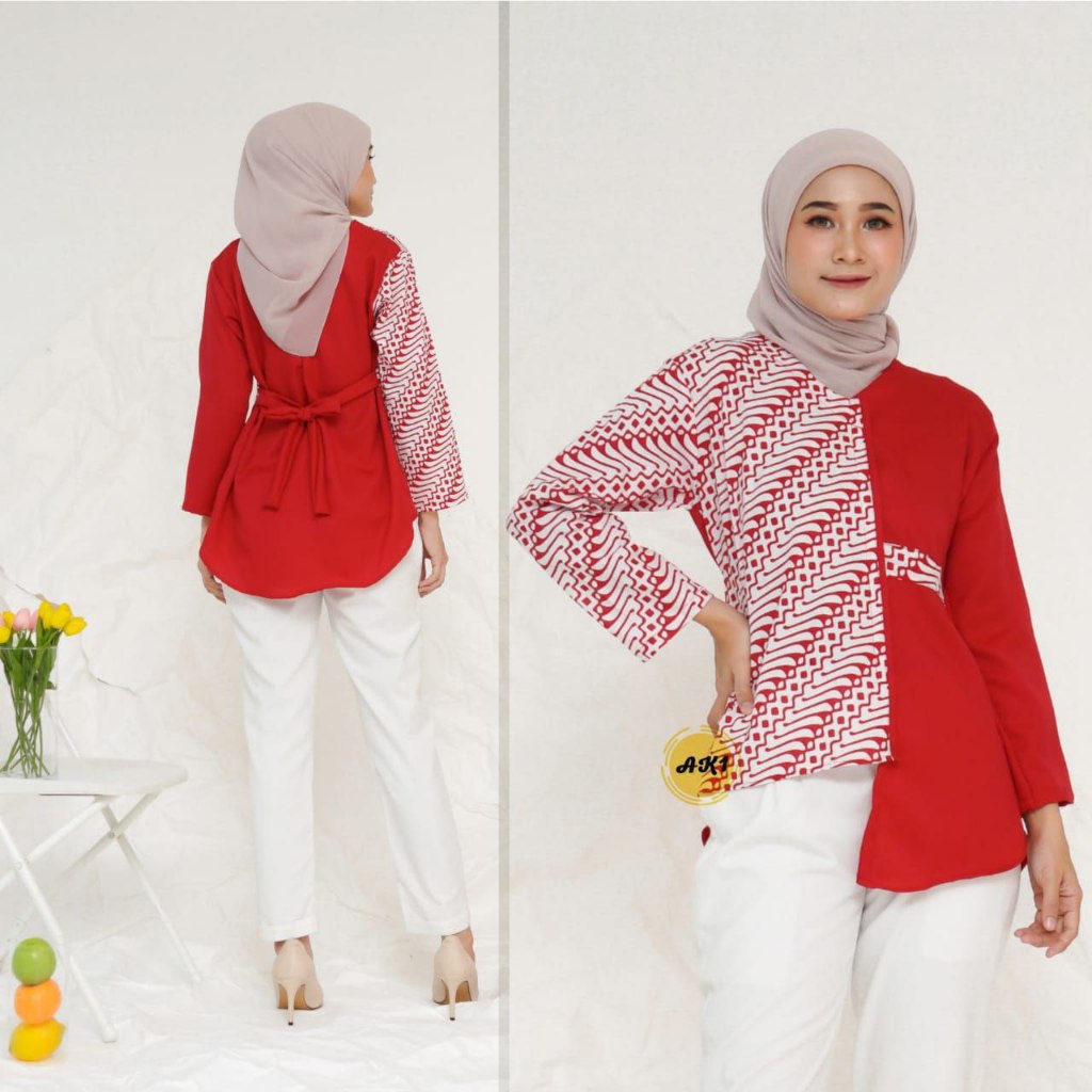 ATASAN WANITA MERAH PUTIH - blus wanita kerja kantor seragam bridesmaid