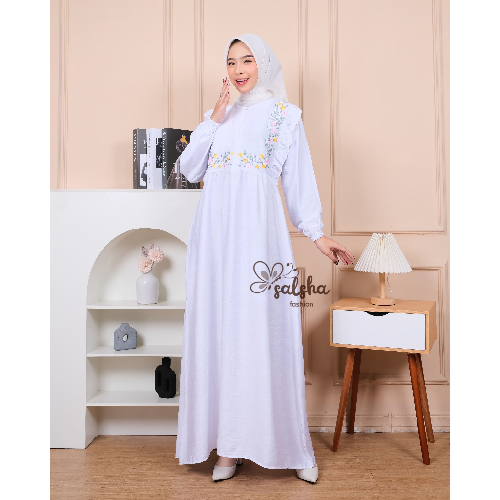 Zora gamis wanita model terbaru/dress kondangan wanita muslim bordir bunga busui freindly