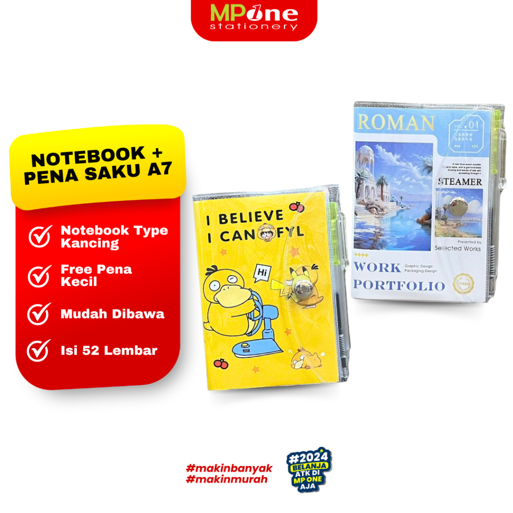 

(1 PCS) Buku Diary Mini A7 + Pena / Notebook Mini Saku A7 Kancing Lucu 3767 Free Pena Kecil Lucu Murah