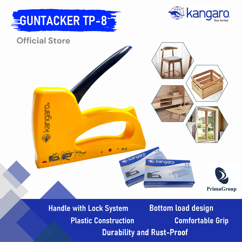 

Kangaro Alat Stapler Tembak Jok Kulit / Stapler Kayu / GunTacker Plastik Kangaro TP8 / Stapler Sofa