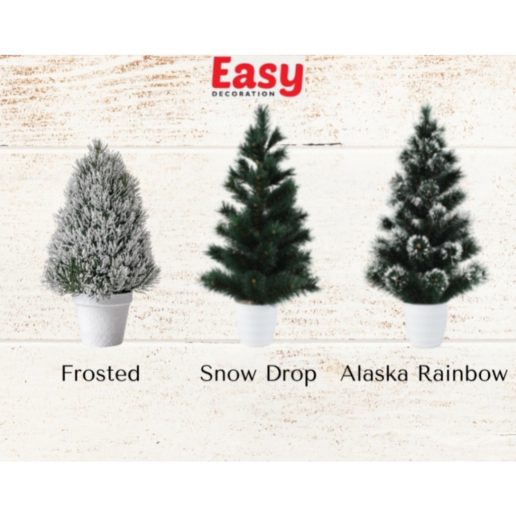 EASY DECORATION POHON NATAL KECIL / MINI / MEJA / MINIPOT MURAH PREMIUM 30 CM