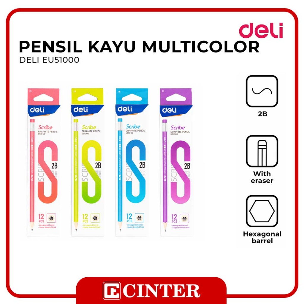 

DELI - PENSIL/ PENCIL KAYU MULTICOLOR 2B EU51000