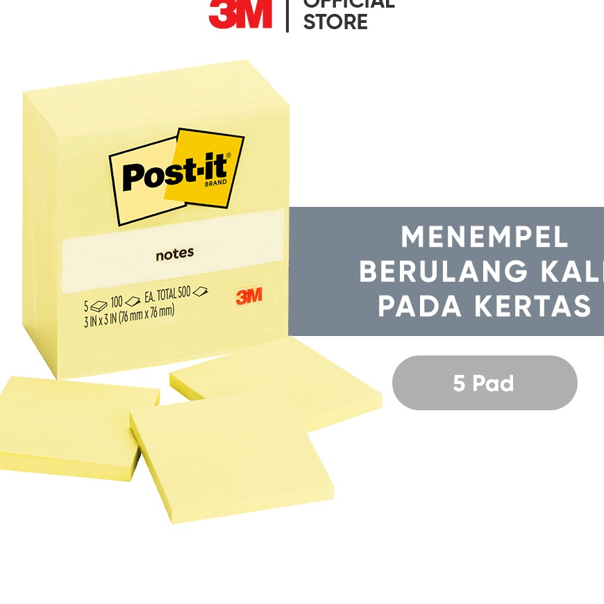 

TERBAIK 3M Postit Notes Canary Memo Tempel 6545 CNR Menempel berulah kali pada kertas 5 pad 76x76 mm Untuk berbagai permukan kertas