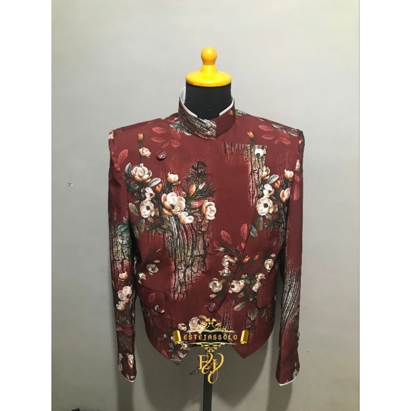 Beskap Solo Krowok Motif Alam