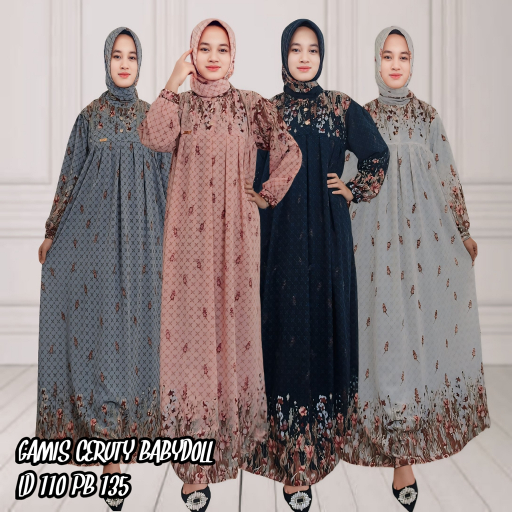 Dress Arifa fashion Setdung Ceruty Babydoll muslimah