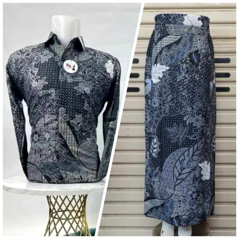 Couple rok span batik dengan kemeja panjang//couple batik terbaru//batik couple pesta//batik tunanga