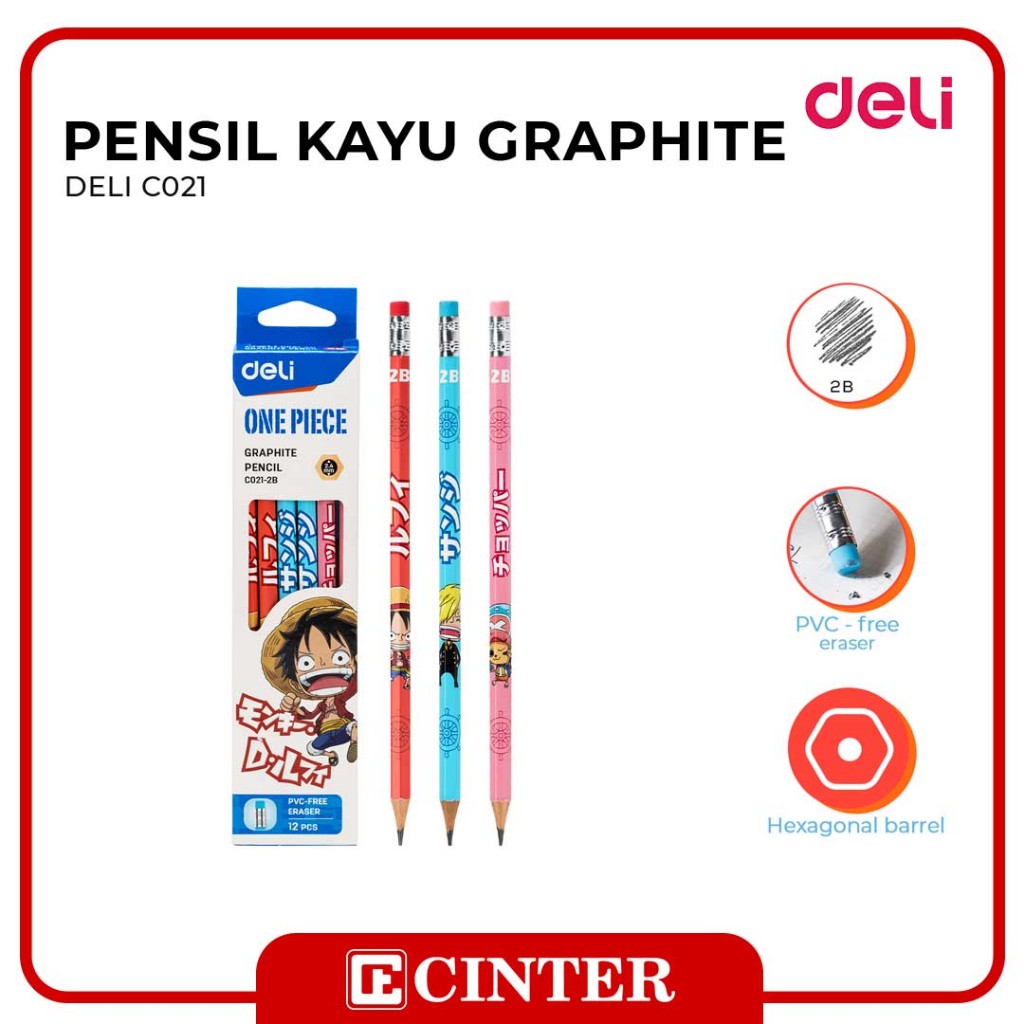 

DELI - PENSIL KAYU / PENSIL TULIS / PENSIL SEKOLAH GRAPHITE 2B LUCU MOTIF ONE PIECE C021