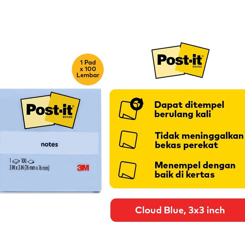 

TERUPDATE POST IT 3M 6541CB Original Cloud Blue 76x76 1 Pad 1 Lembar