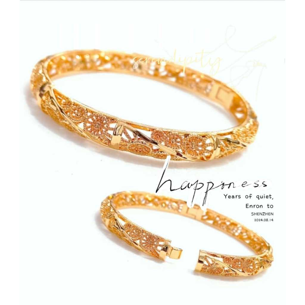Gelang tangan wanita model dubai karawang anti karat warna emas