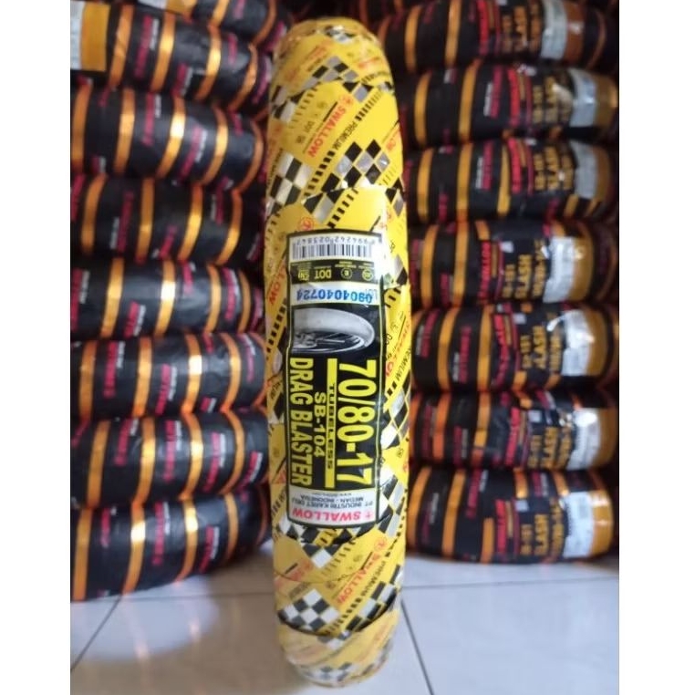 Ban Luar SWALLOW Drag Blaster 70/80-17 Tubeless Soft Compound, Ban Luar bertipe Slick (tanpa motif)
