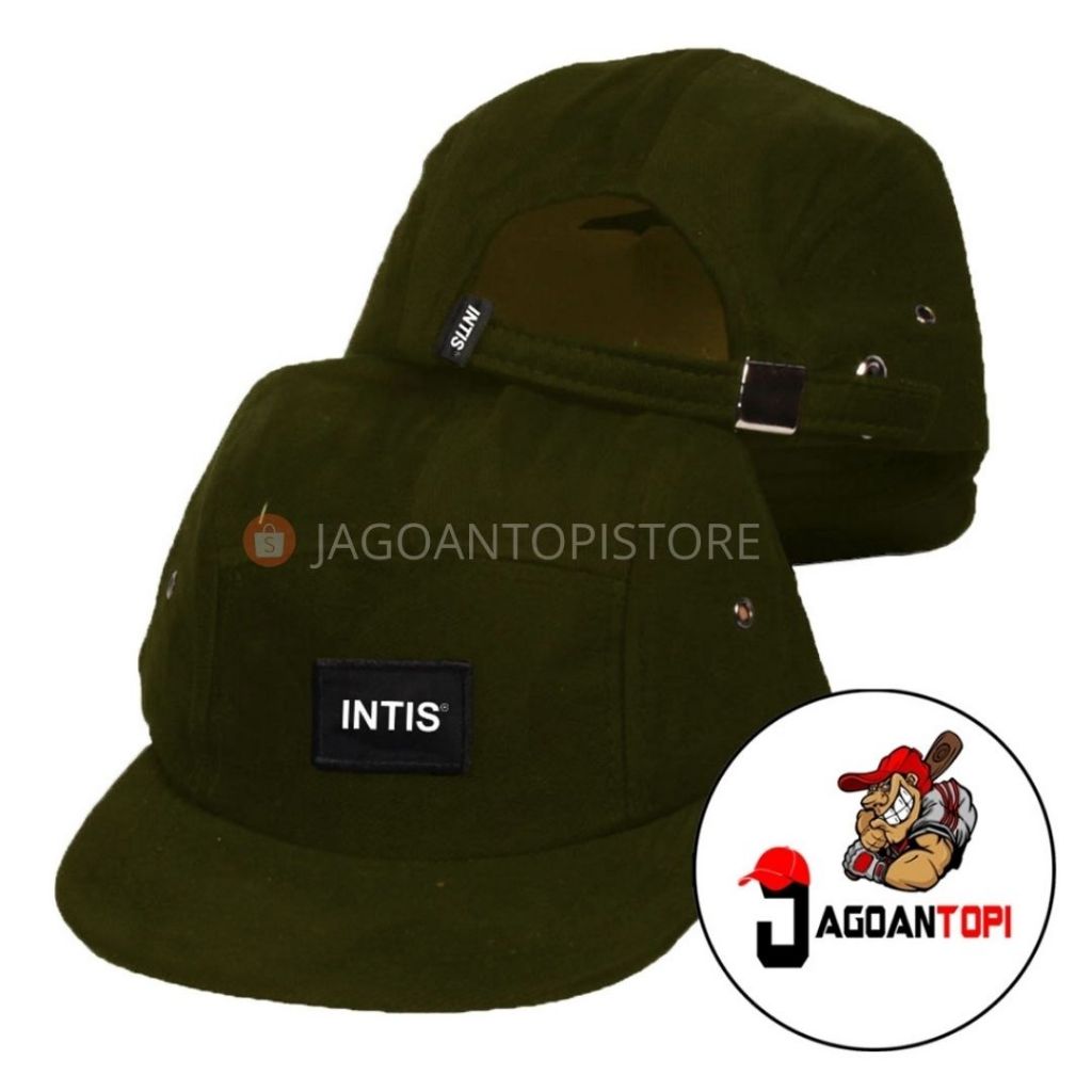 Topi Pria 5 Panel Distro Snapback Basic Army - Intis