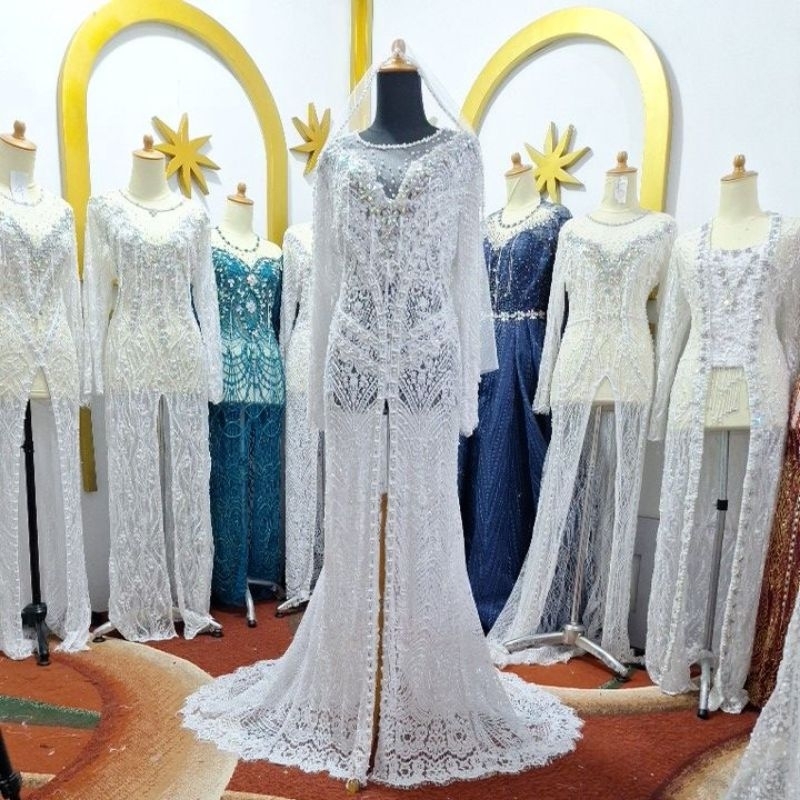 kebaya akad ekor bahan semi francis LD JUMBO