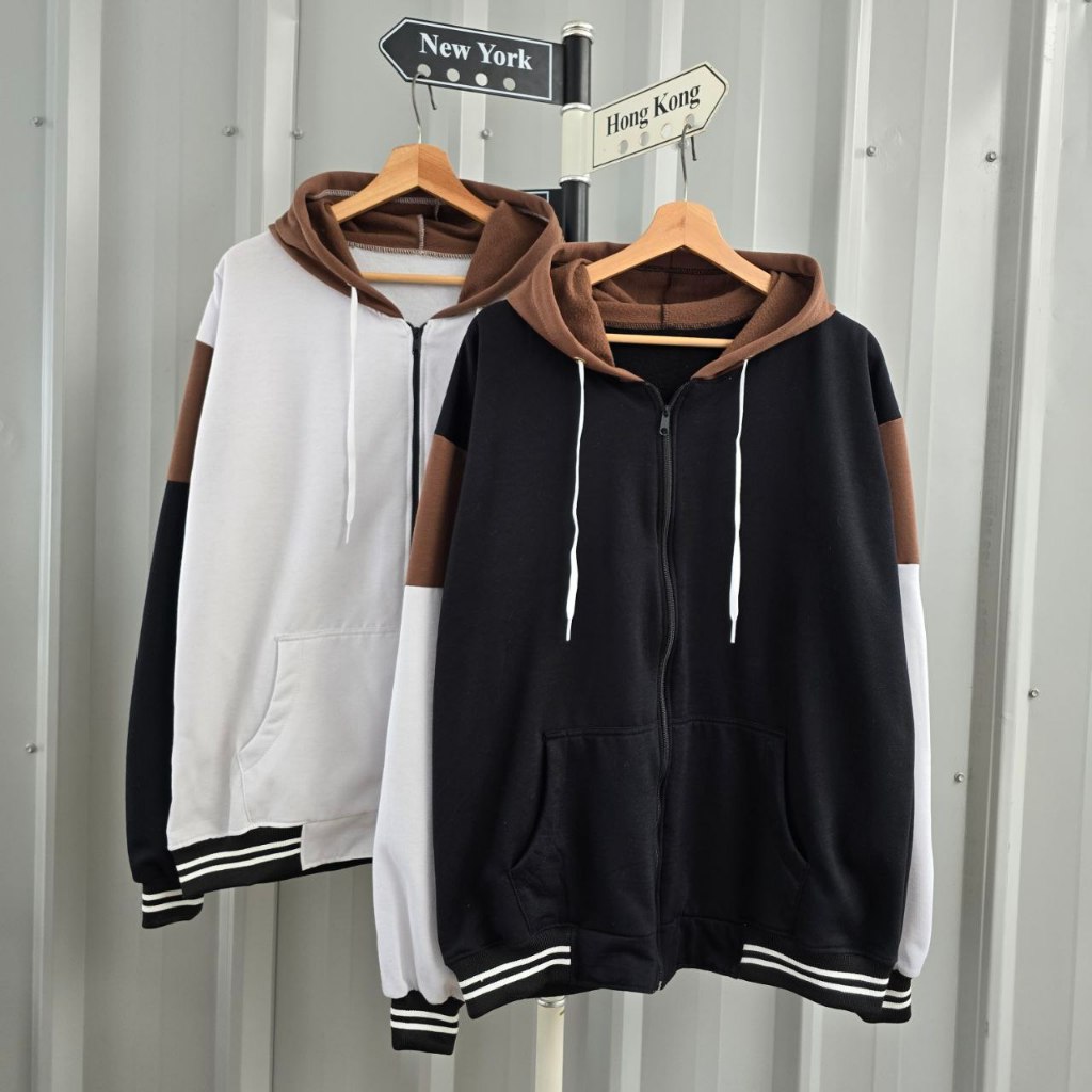 (isi 2 pcs) Jaket couple pasangan / hoodie couple pasangan / Hoodie Zipper Polos Kombinasi