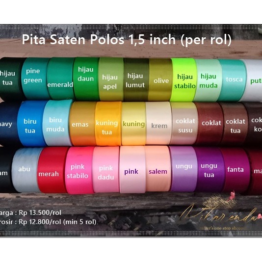 

HEBOH PSP93 Pita Saten Polos 15 inch per ROL