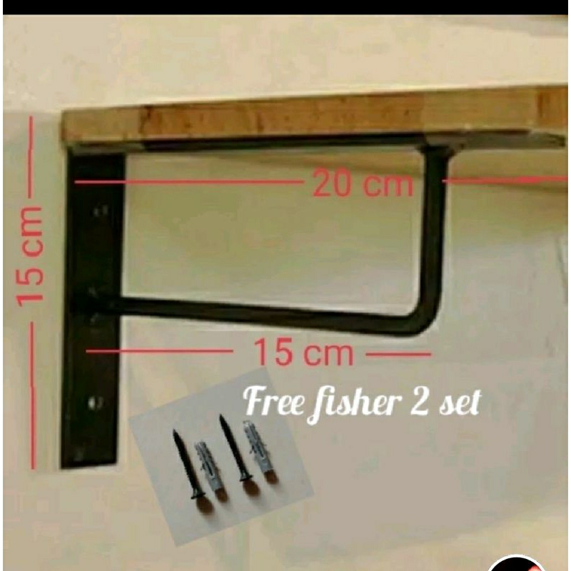 rak besi siku penyangga rak dinding 15x20cm
