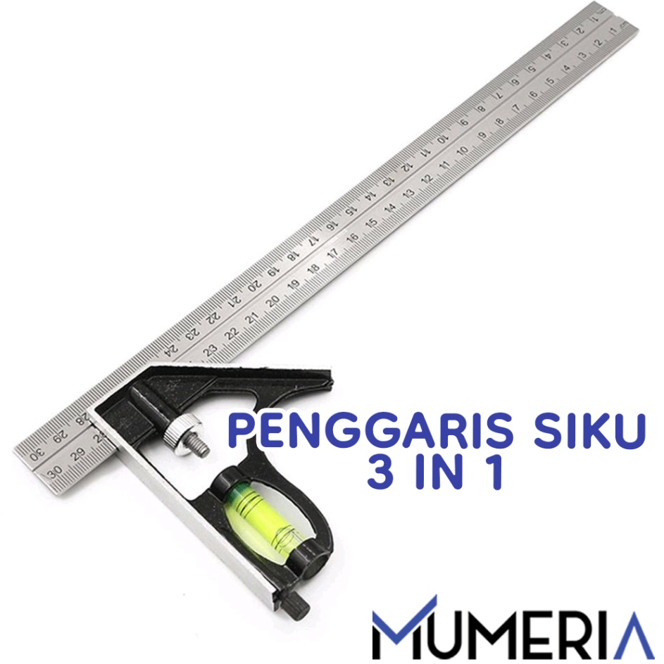 

TERBAIK Penggaris Siku Waterpass 3 CM Banan Stainless Steel Garisan Mistar Ukur Sudut Peralatan Pertukangan