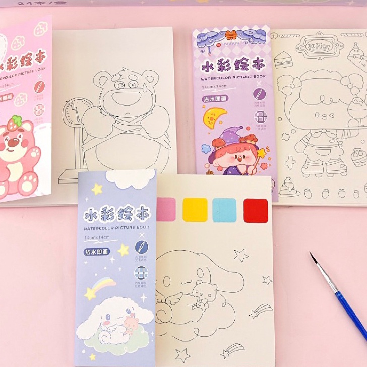 

DISCOUNT TODAY cute water color painting buku gambar cat air anak tema imut