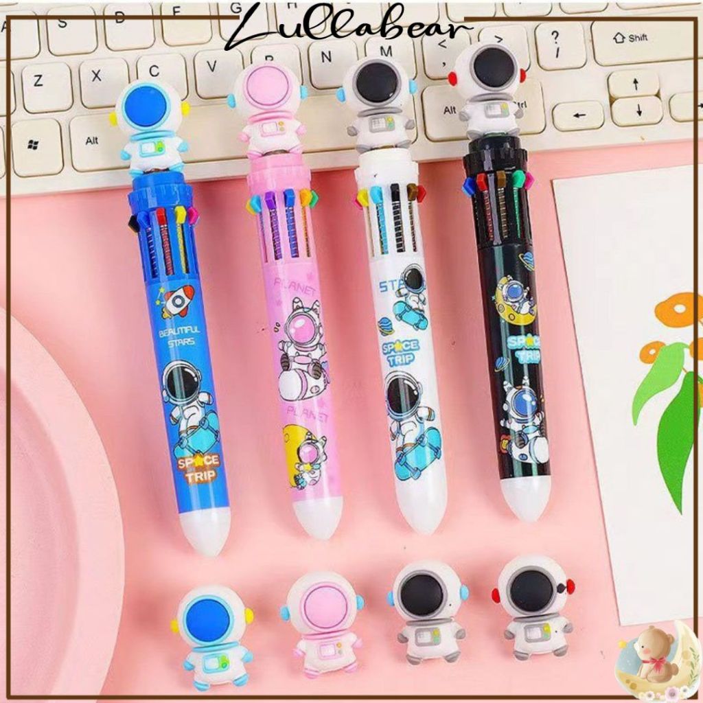 

LULLABEAR - BOLPOINT MEKANIK 10 WARNA MOTIF ASTRONOUT / PULPEN ANAK MOTIF LUCU / BOLPEN WARNA KARAKTER 3D LUCU MURAH