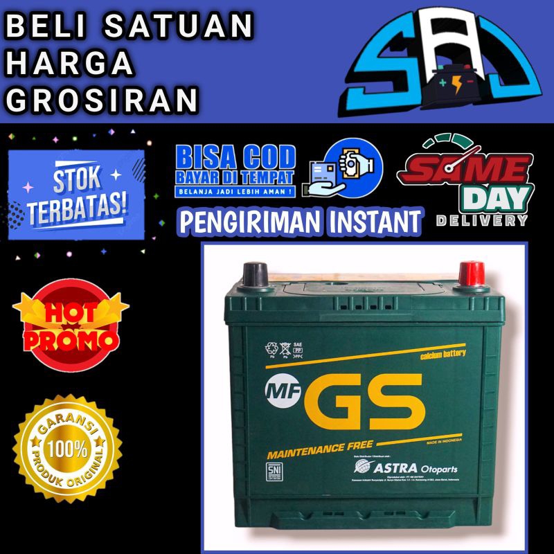 Aki mobil gs mf / kering astra ori 55d23L 12v 60ah Carens ELANTRA TRAJET  NEW SANTA FESPORTAGE ALL N