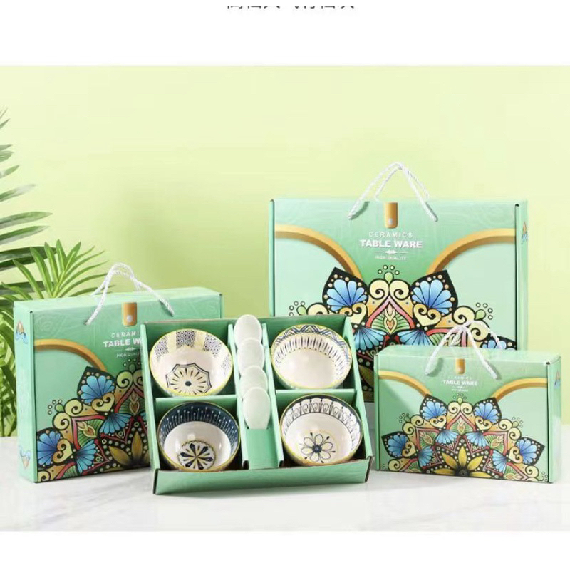 HOUSEWAREBRAND - MANGKOK SET 4 KERAMIK MOTIF BOHEMIA JEPANG