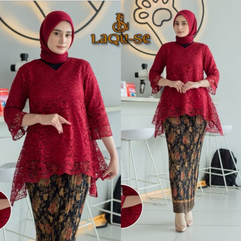 (Ukuran M-5L) Set Kebaya Brukat Model Blouse Rinjani Kebaya Brukat Rinjani Set Kebaya Pesta Kebaya W