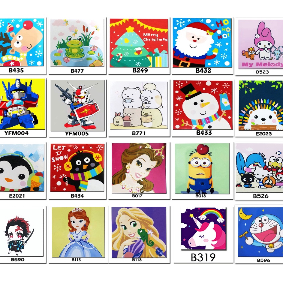 

GROSIR WPSBGS KARAKTER CHRISTMAS SUMIKKO GURASHI SNOW FLAKE PINGUIN PRINCESS UNICORN KARTUN PAINT BY NUMBER PAINTING BY NUMBERS DIY COLORING KIDS MELUKIS KANVAS ANAK