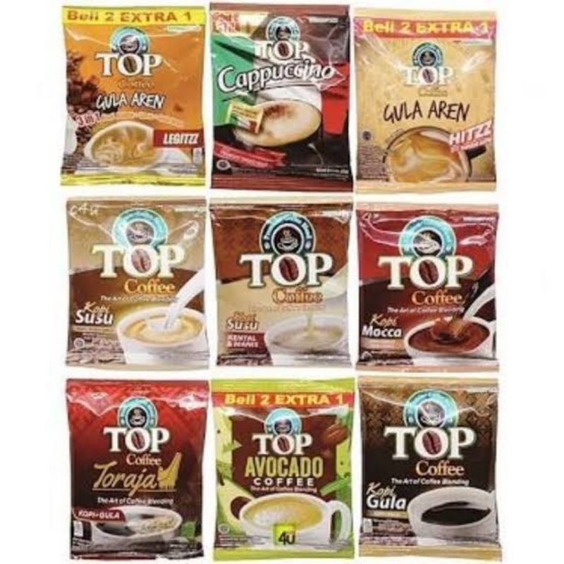 

ECER ANEKA MINUMAN KOPI TOP COFFEE SACHET NETTO 1 PCS