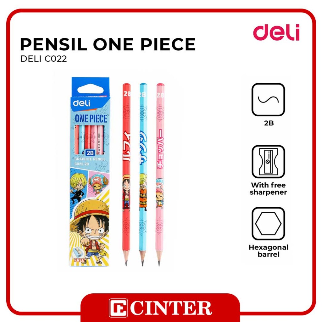 

DELI - PENCIL / PENSIL KAYU GRAFIT 2B LUCU KARTUN ONE PIECE FREE RAUTAN BOX C022