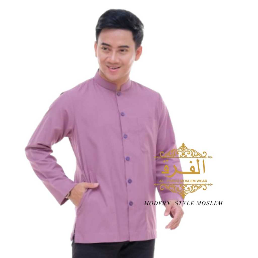 Baju Koko Lengan Panjang Pria Dewasa Model Ammu Saku Samping Baju Koko Haibah Muslim
