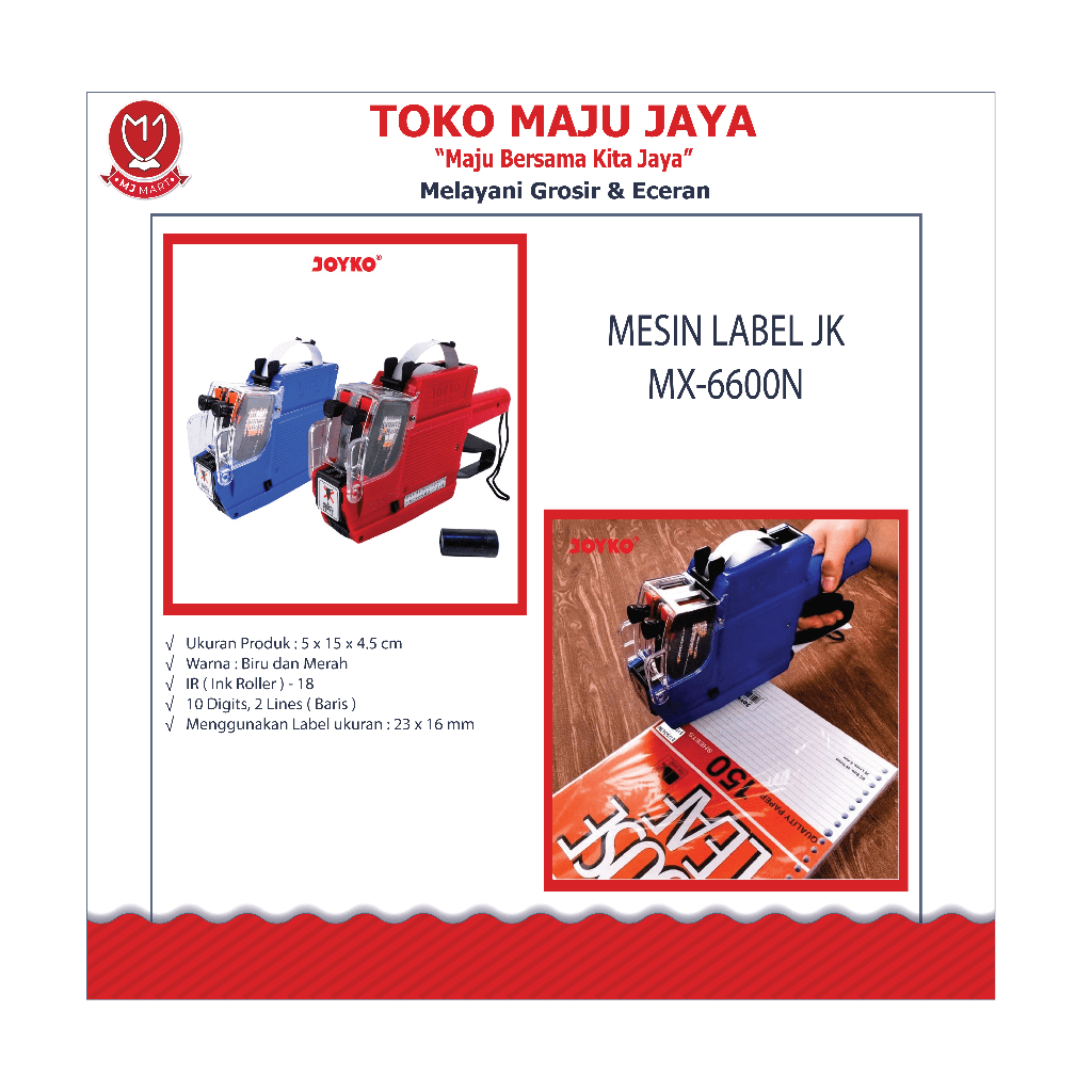 

MESIN LABEL JK MX-6600N 10D/2*