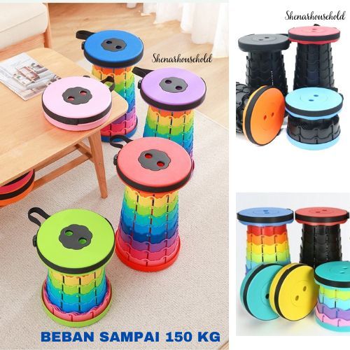 KOKOH 100% KURSI LIPAT BULAT PORTABLE RAINBOW BANGKU LIPAT OUTDOOR KURSI PANCING PLASTIK 150KG / KUR