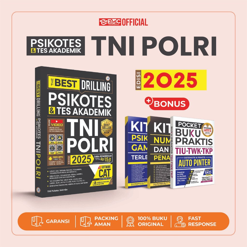 EMC Buku Tni Polri 2025 The Best Drilling Psikotes & Tes Akademik Tni Polri 2025 -Bonus Psikotes Gam