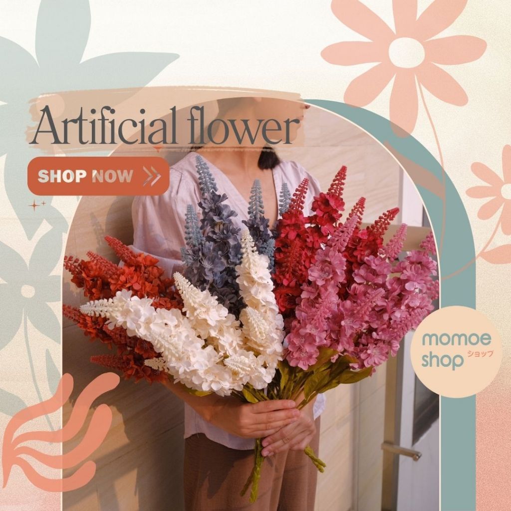 Delphinium bunga hyacinth flower cabang 7 besar jumbo plastik imitasi palsu artificial silk latex sn
