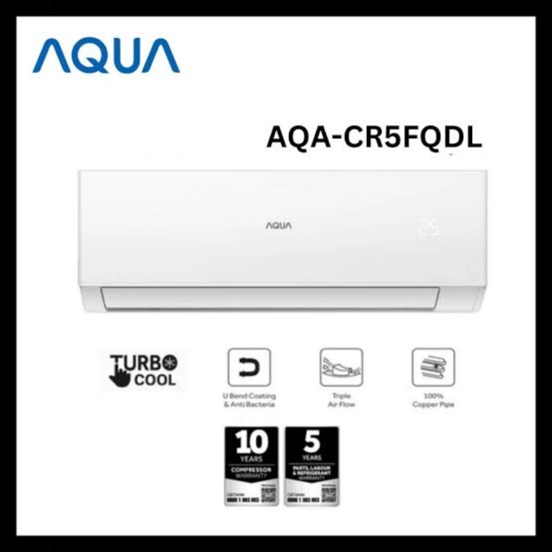AC AQUA JAPAN AQA-KR5FQAL/ AC Split Standar 1/2 PK/ Garansi Resmi AQUA 10 Tahun Kompresor