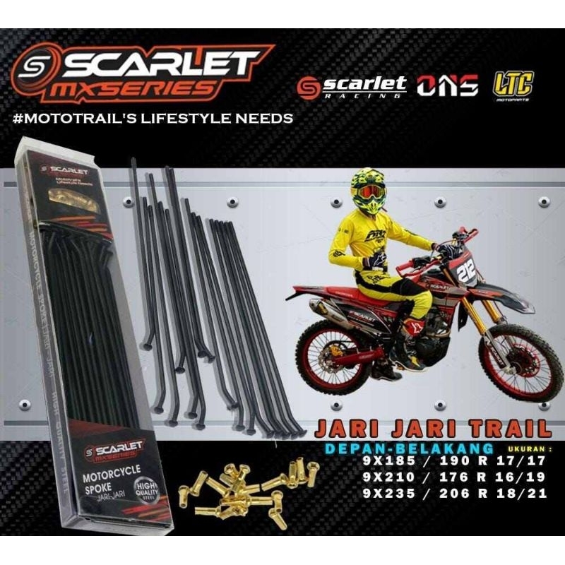 RUJI RUJI VELG Jari" Scarlet KLX 185/190 R17Black Crome , 210/176 R1619, 235/206 R18/21 (KLX)