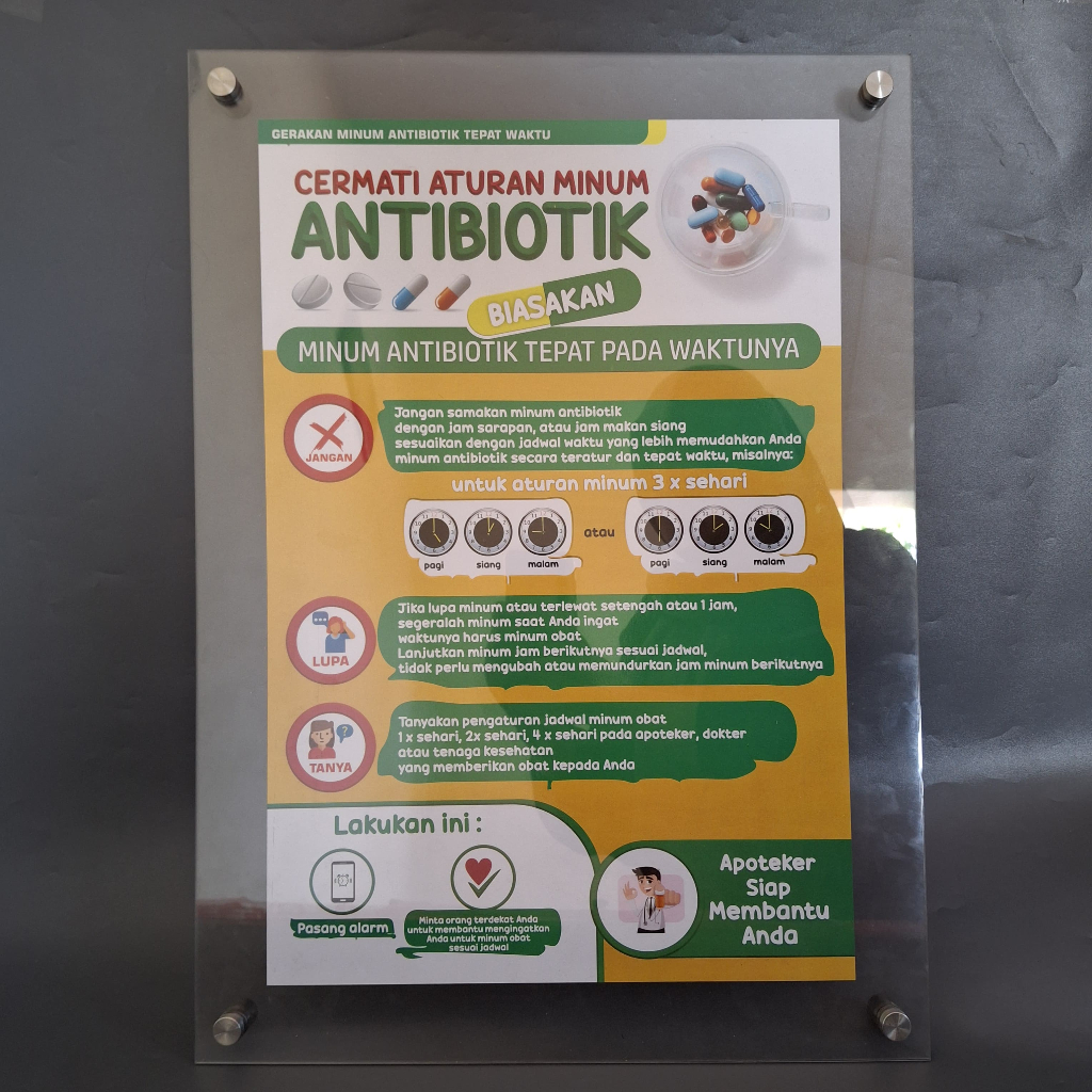 

Poster Akrilik Farmasi - Poster Akrilik Cermati Aturan Minum Antibiotik- Poster Akrilik Kesehatan