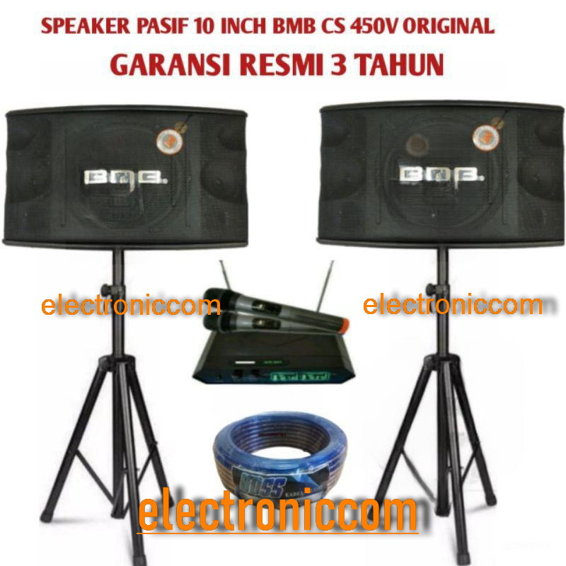 Speaker Pasif BMB CS450V 10 Inch Original BMB CS 450V Komplit Mic Wireless Shure Dan Stand speaker
