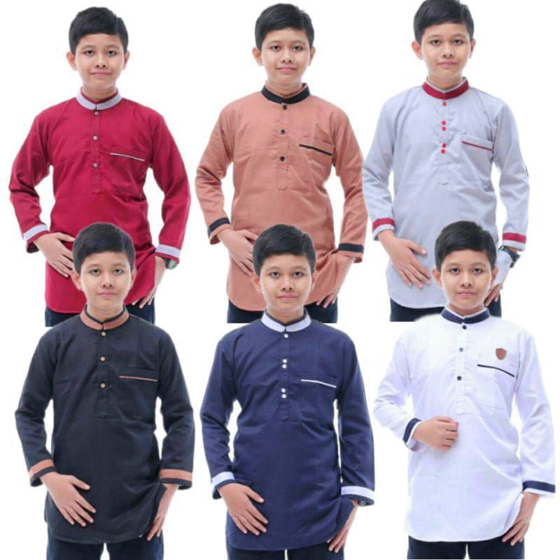 Baju koko muslim anak remaja sd smp koko kurta anak laki laki umur 6-15 tahun kemeja koko gus azmi s