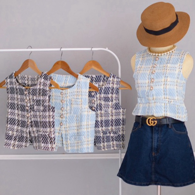 Foreverly | Elaine Tweed Vest | Vest | Premium Vest | Premium Tweed Vest| Tweed Vest | Tweed Top