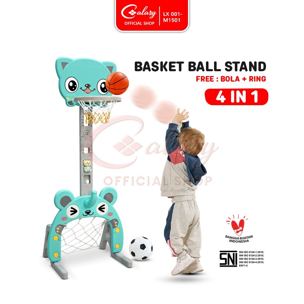CALARY Ring Gawang Bola Basket SNI 4in1 Portable HDPE Mainan Berstandar 001-1501