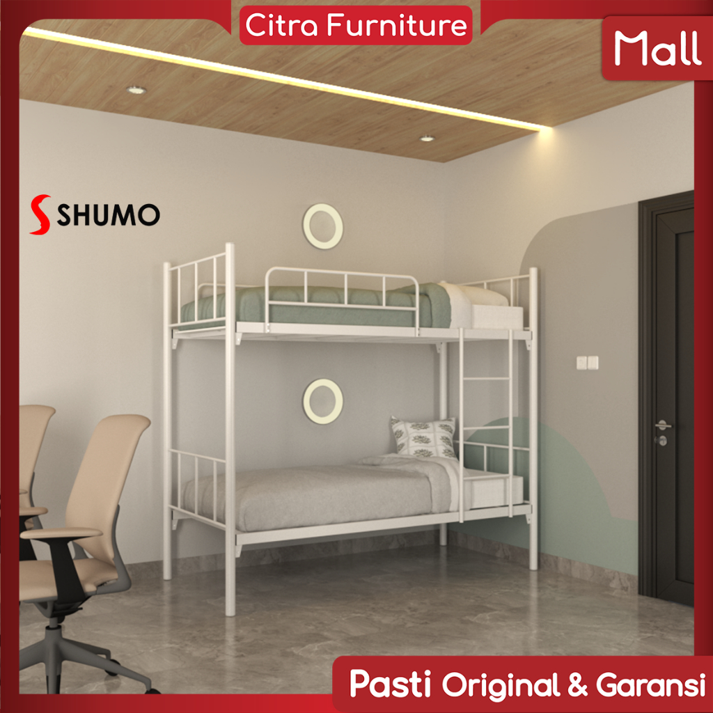 Citra Furniture SHUMO ® NEW Ranjang Tingkat Besi |Ranjang Susun Minimalis Tingkat BB|90/90 - Putih