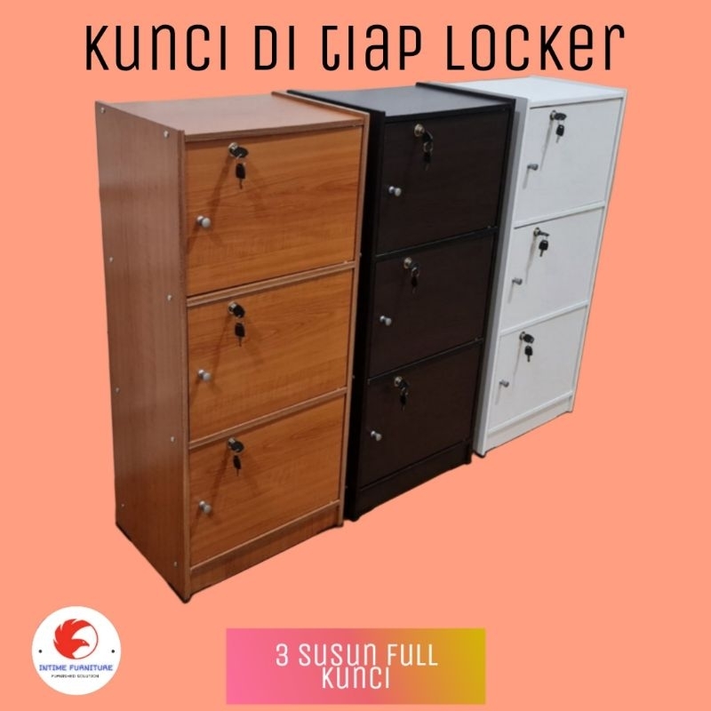 RAK SERBAGUNA KAYU PINTU 3 SUSUN KUNCI MURAH