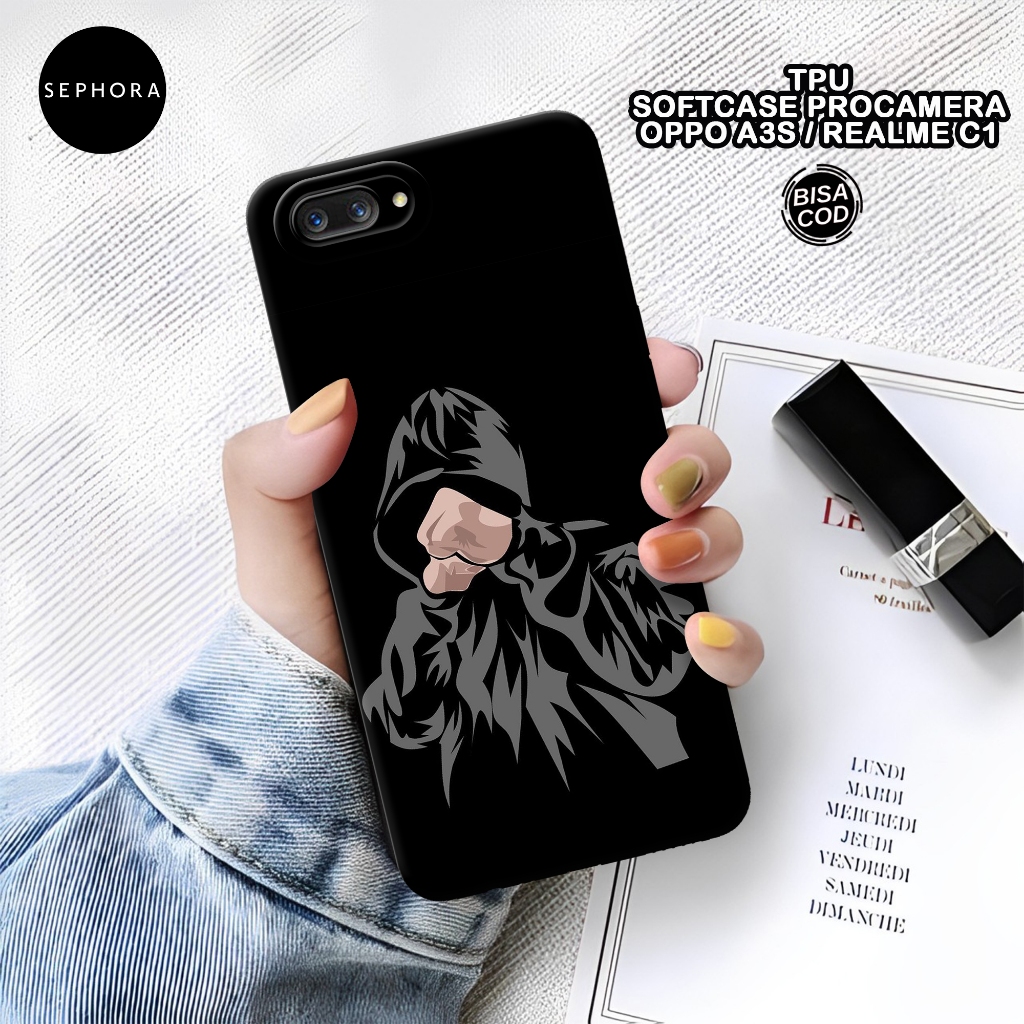 Softcase OPPO A3S / REALME C1 - Fashion Case Hitam - Case OPPO A3S / REALME C1 - Case Pro Camera - C