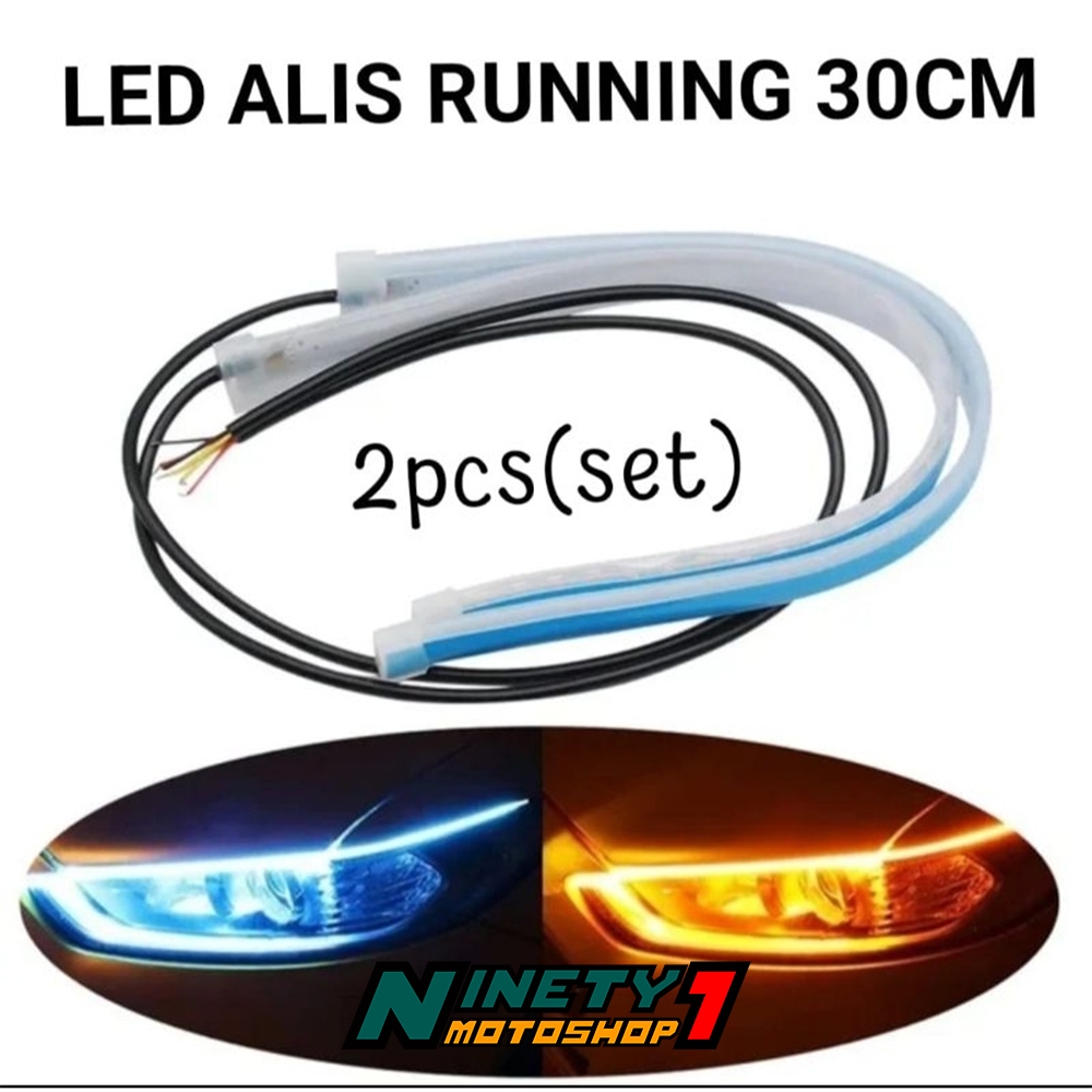 Lampu Alis Running LED DRL Lampu Alis Fleksibel 2 mode Waterproof 2pcs