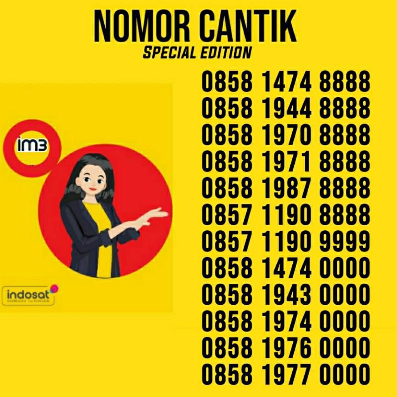 Kartu perdana nomor cantik Indosat 9999 Kwartet 8888 7777