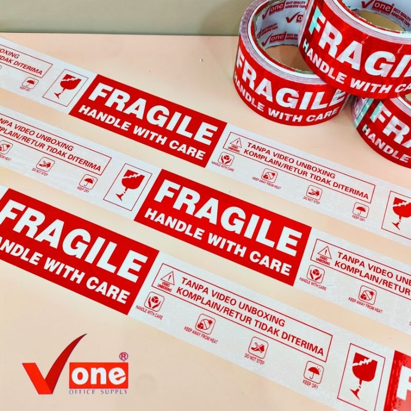 

PSM - Lakban FRAGILE Unboxing Opp Tape Merek V ONE 45mm Micron Merk V-One