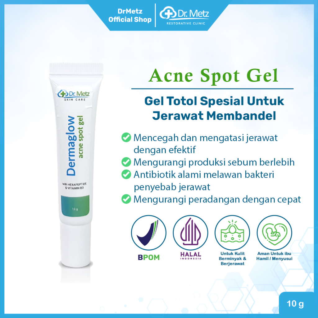 Dr Metz Skincare Dermaglow Acne Spot Gel 10 gr Obat Salep Jerawat - Gel Perawatan Jerawat Terbaik