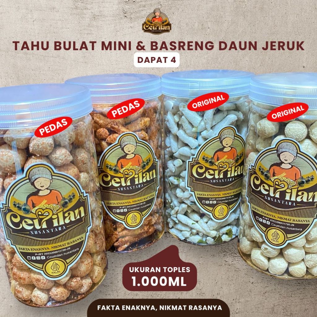 

[KEMASAN 1.000ML] Paket Komplit, Basreng Daun Jeruk Dan Tahu Bulat Mini Crispy